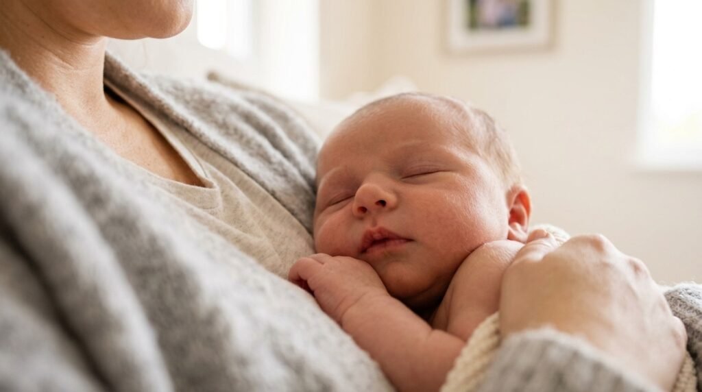 mom with baby illustrating safe movement after delivery, when can you use stairs after delivery
