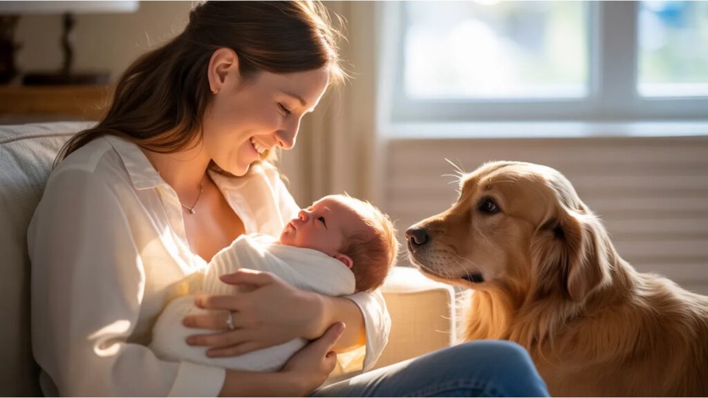 introducing pets to newborn safely, introducing baby scent to dog