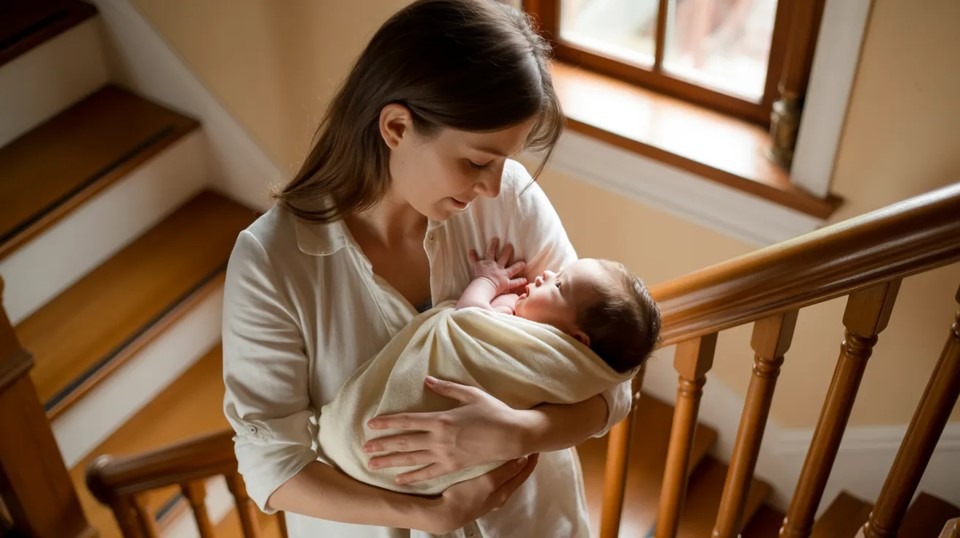 postpartum stair safety after delivery, postpartum fall prevention