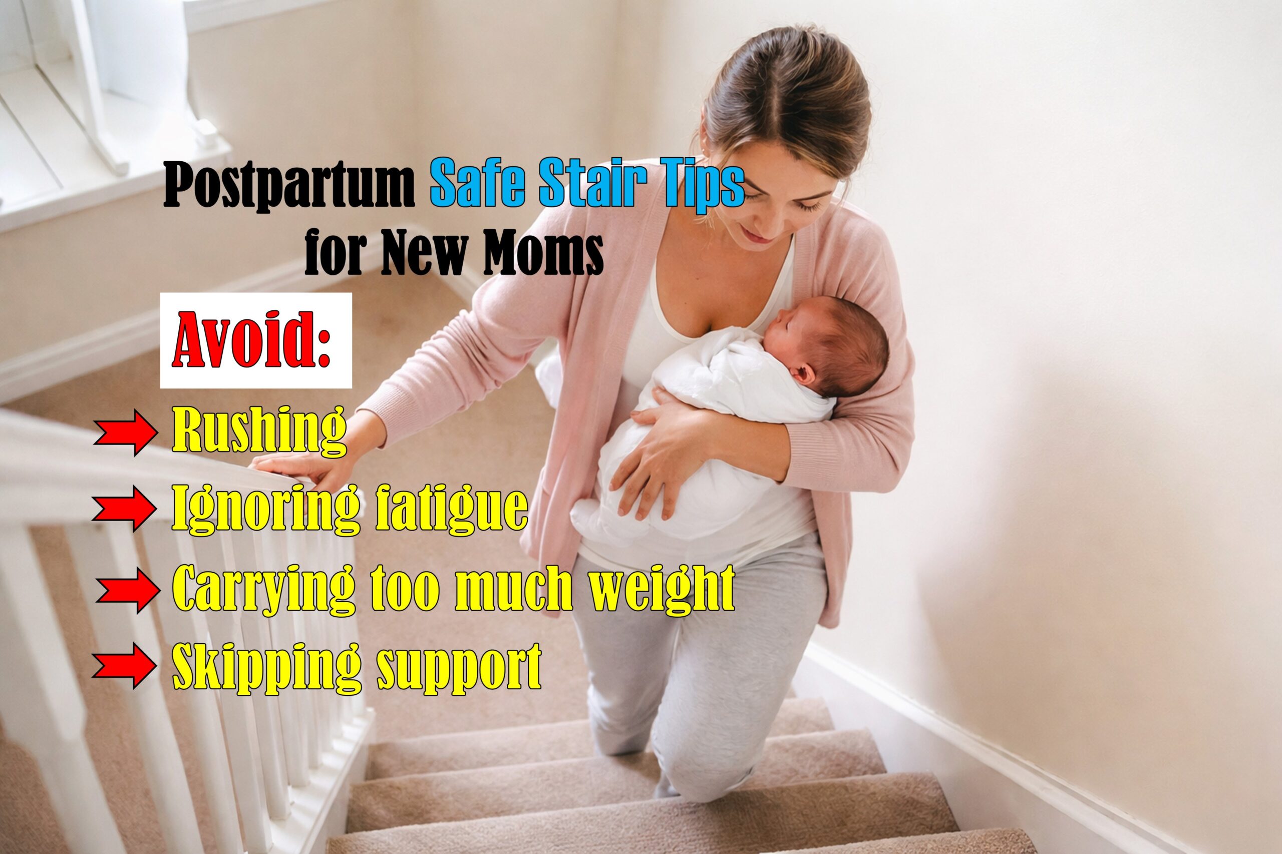 postpartum stair safety after delivery, climbing stairs after childbirth