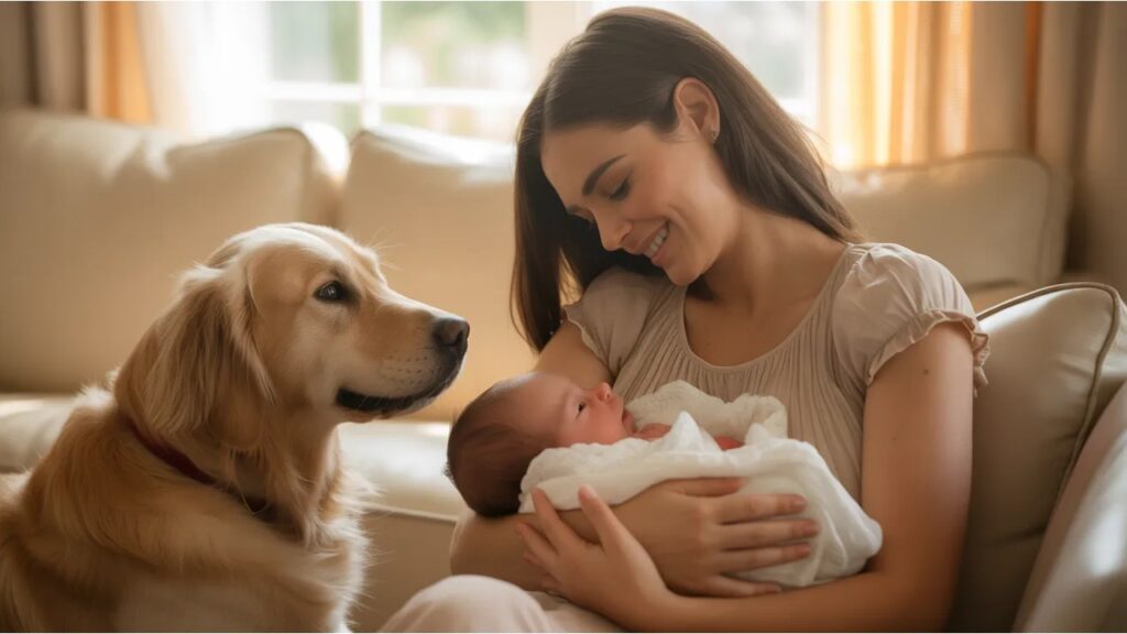 first meeting between dog and baby, dog trainer for infant preparation