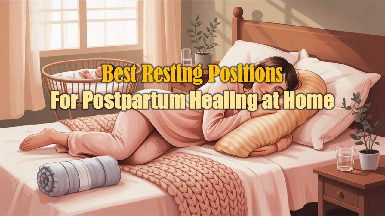 postpartum recovery positions, best resting positions for postpartum healing at home