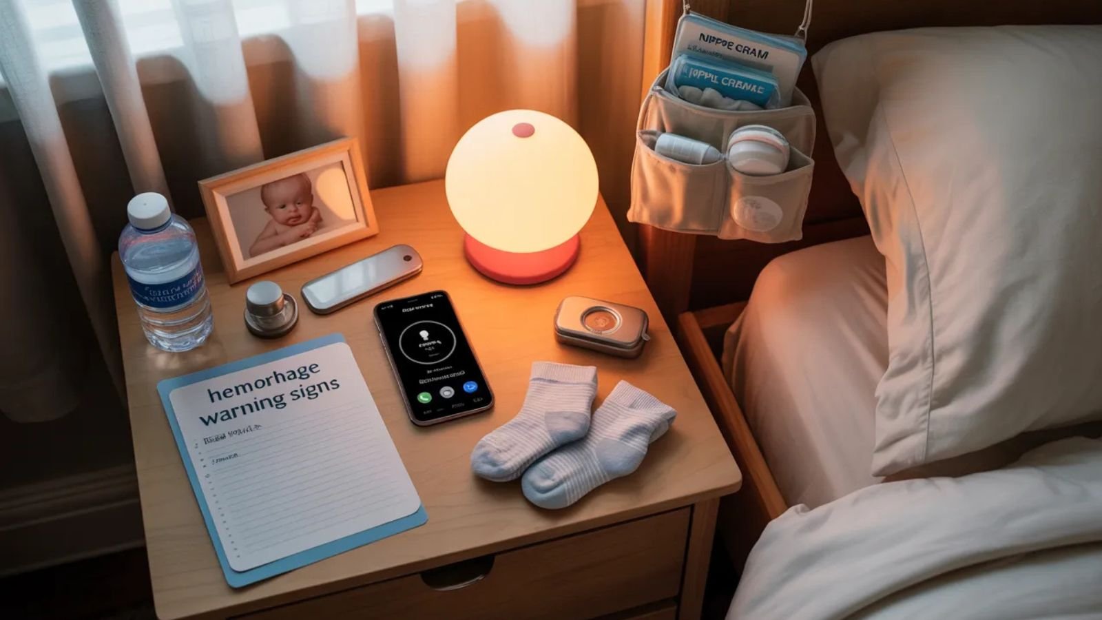 postpartum nightstand must‑haves for c‑section recovery, postpartum nightstand safety
