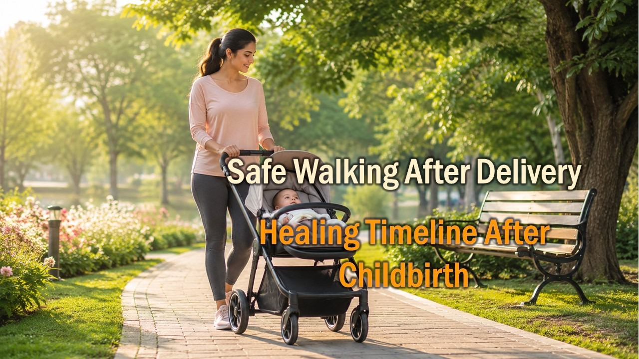 postpartum walking tips, postpartum recovery walking guide