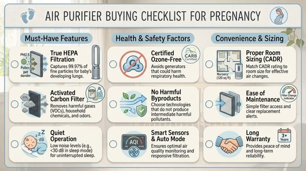 air purifier buying checklist for pregnancy